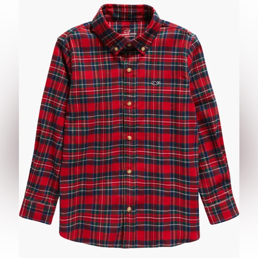 Vineyard vines, new kids check stretch, cotton flannel button-down shirt
